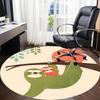 1pc Sloth Family Office Round Area Rug, Indoor Mat Suitable ForOffice, Under Office Chairs Bedroom Living Room Home Decor, D100