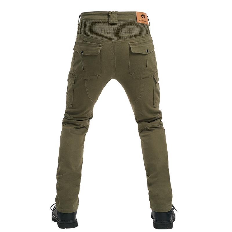 Elastic Denim Military Green Motorcycle Racing Pants - Summer Cycling & Anti-Fall Rider Gear for Men
