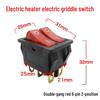 Red 4-Pin Double Rocker Switch for Electric Griddle/Heater with 2-Gear and Light Button