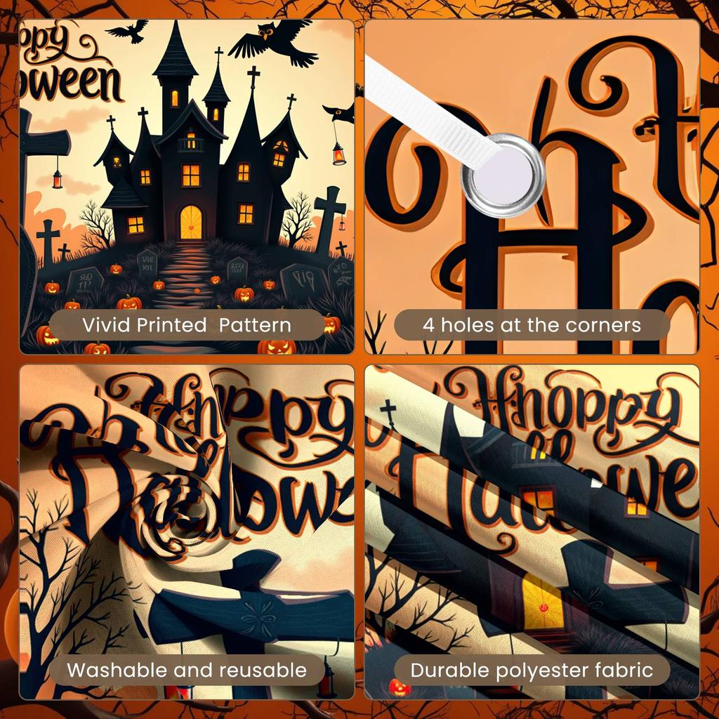 Party Backdrop Haunted House Halloween Banner Scary Decor Pumpkin Decoration Haunted House Banner For Halloween Party Party
