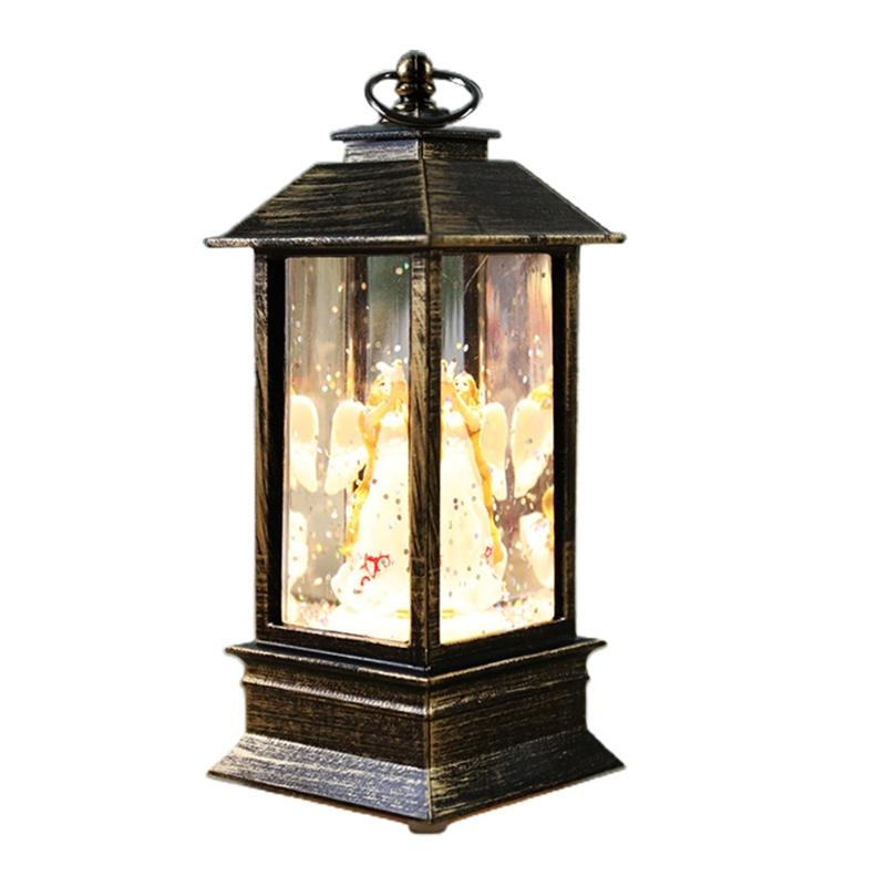 Christmas Snow Lantern Battery Operated LED Light Water Glittering Santa Snowman Hanging Night Lamp Holiday Decor