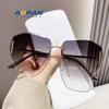 2026New anti-UV frameless plain sunglasses, fashionable for round faces and large faces, slimming and sun-shading glasses for women