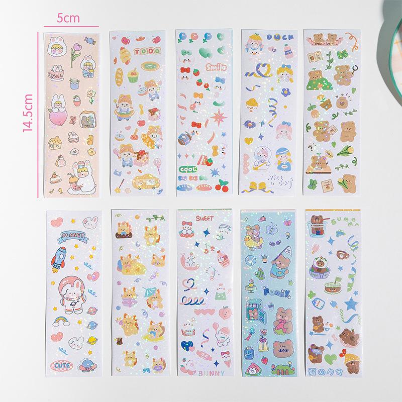 10Pcs Stickers Pack Kawaii Laser Cute Stickers Diy Korean Stickers Laptop Scrapbook Decal Top Sticker