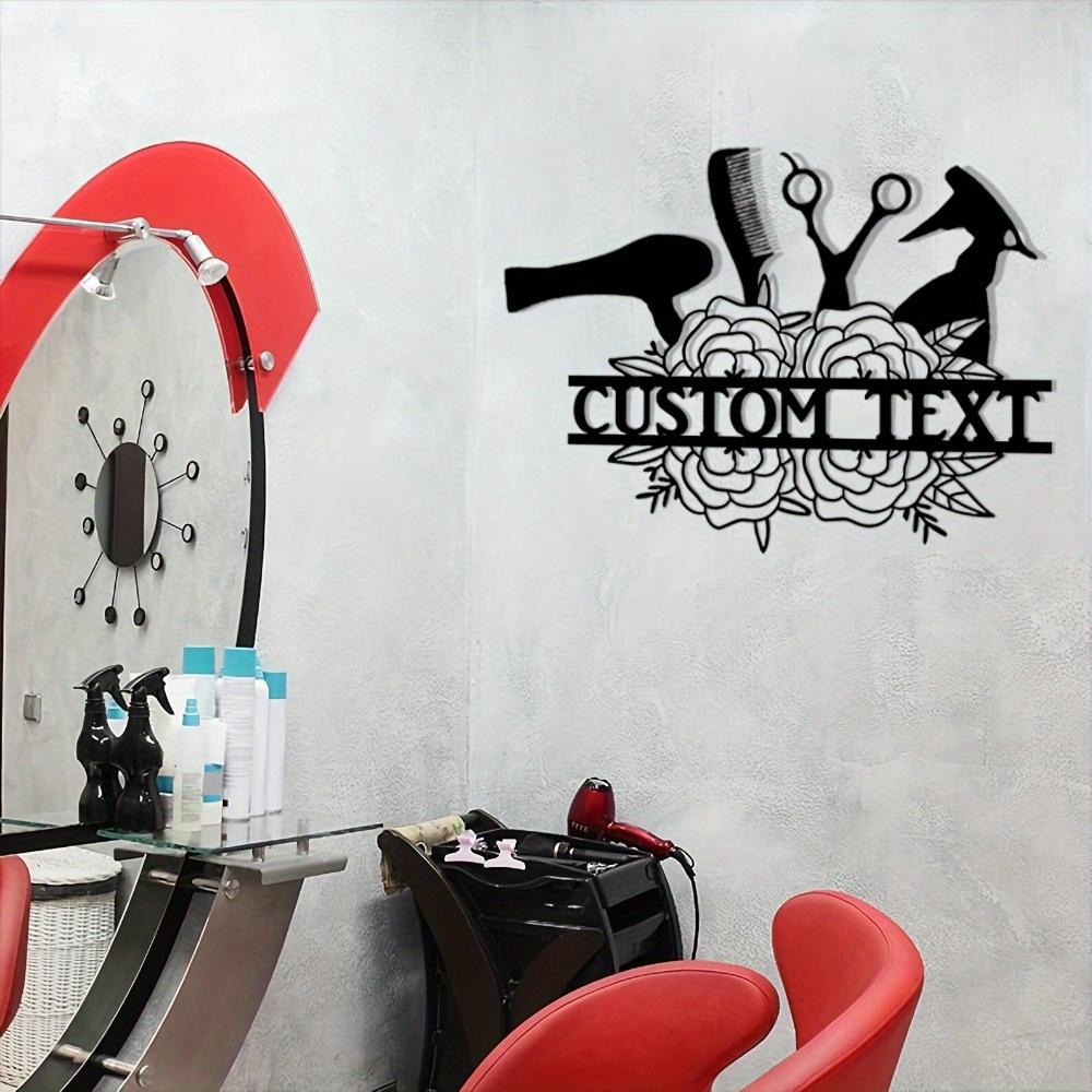 Customizable Cartoon Style Hollow Cut Metal Wall Art Matte Finish for Hair Salon Entrance Reusable Pre-Pasted