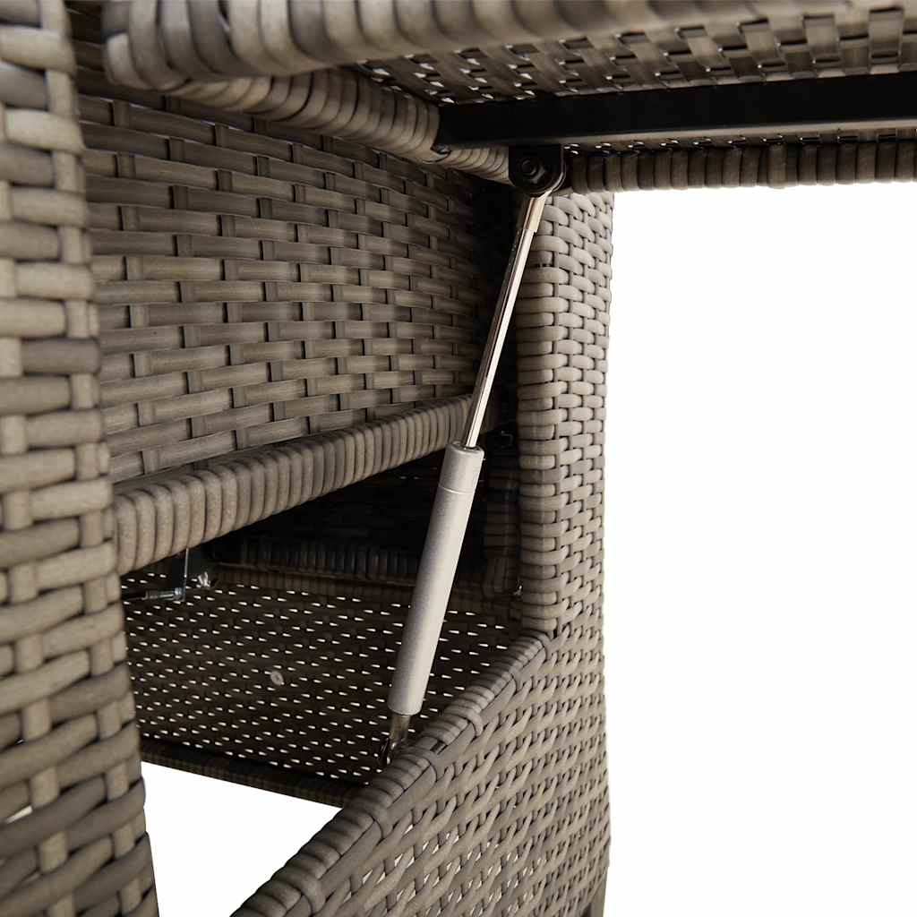 Relax Garden Chair with Side Table Adjustable Grey Poly Rattan