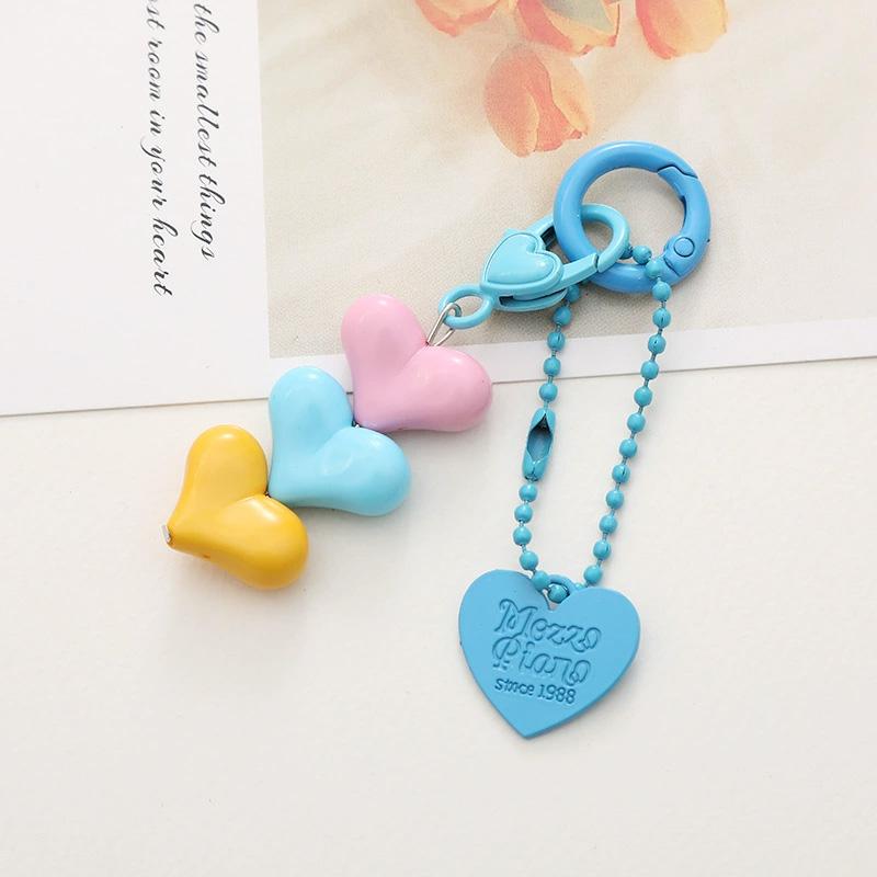 1PC Keychain Candy Color Key Ring Friendship Gift Heart-shaped Backpack Accessories Phone Pendant