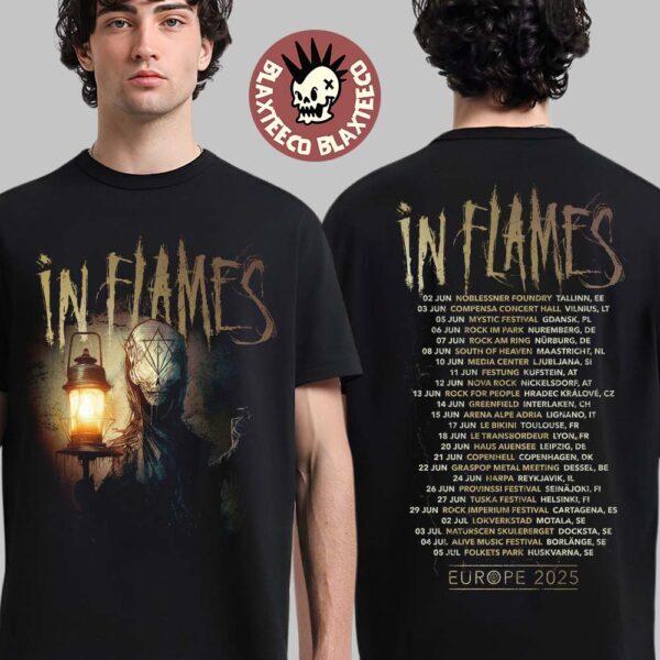 In Flames Europe Tour 2025 Merch Jesterhead And Tour Dates List Two Sided Shirt Unisex T-Shirt S