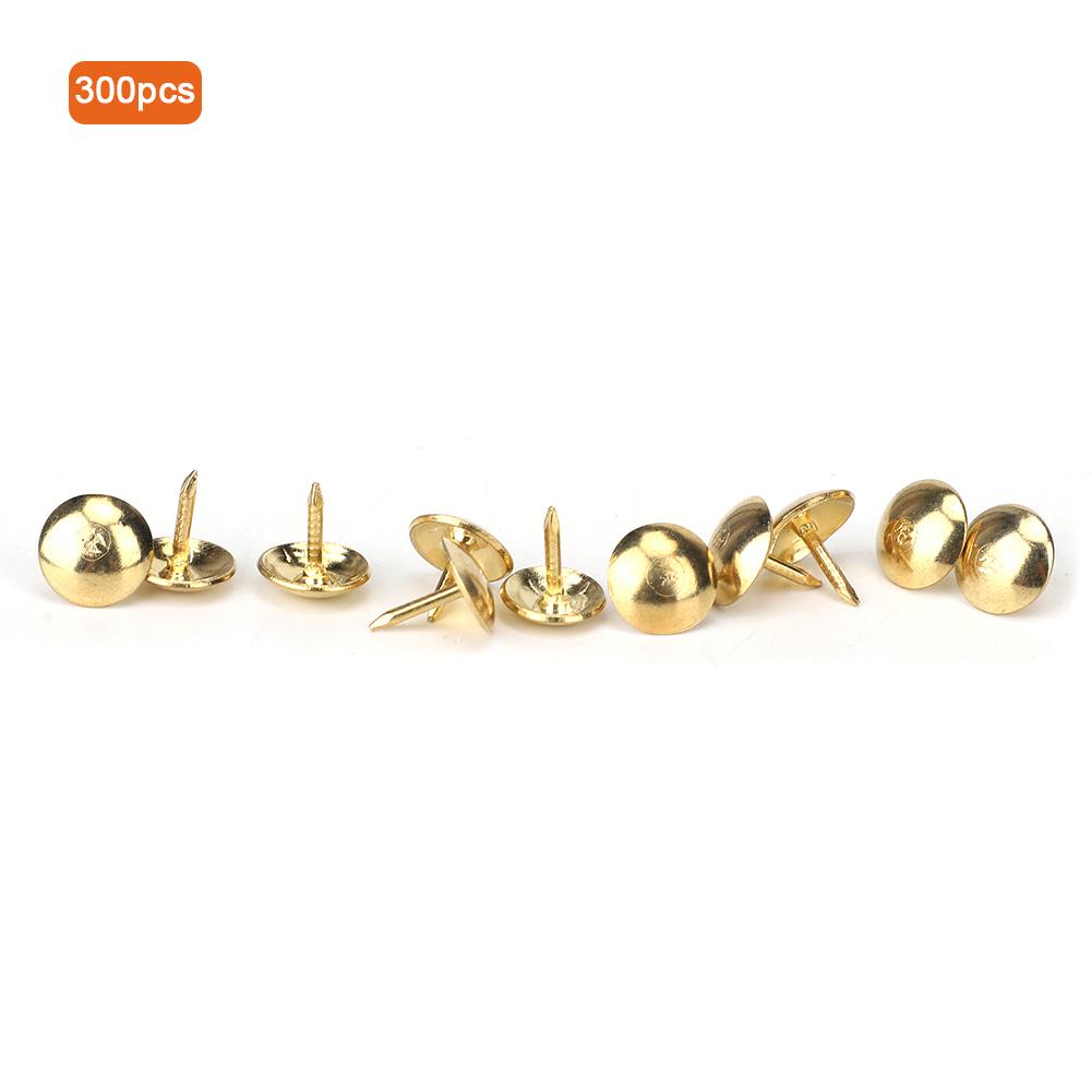 300PCS Upholstery Nails Tacks Stud Pushpin Smooth Surface Decorative Furniture Nails Pins(Yellow )