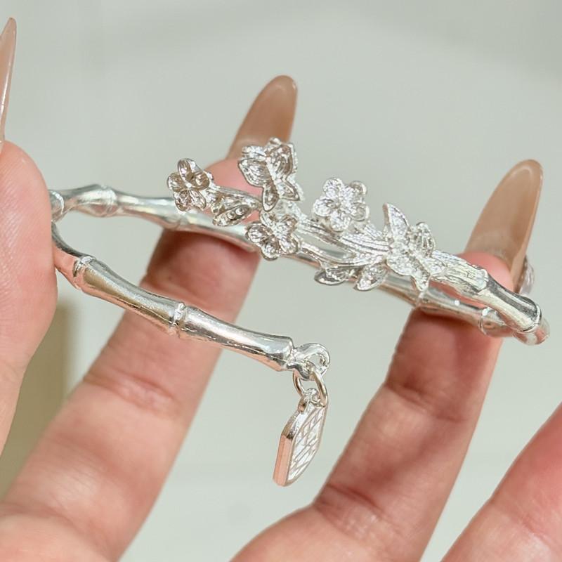 High-value Fu Character Bamboo Joint Open Bracelet New Chinese Butterfly Flower Cluster Flying Young Women's Bracelet Ins