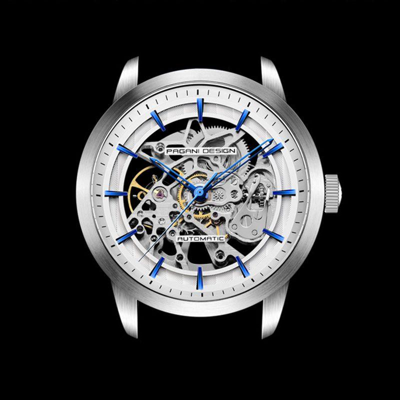 Pagani Design Luksus Automatisk Business Mekanisk Klokke Lær Skjelett Hul Klokke Vanntett Herre Mekanisk Klokke