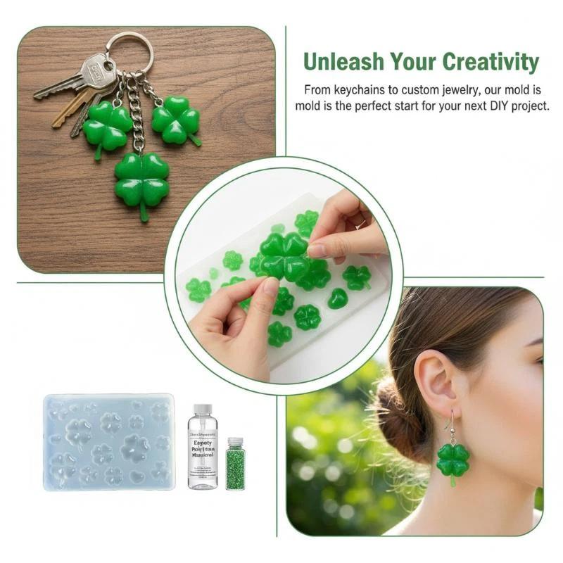 Four Leaf Clover Resin Casting Silicone Mold for DIY Jewelry Ornaments Lucky Supplies Handcraft