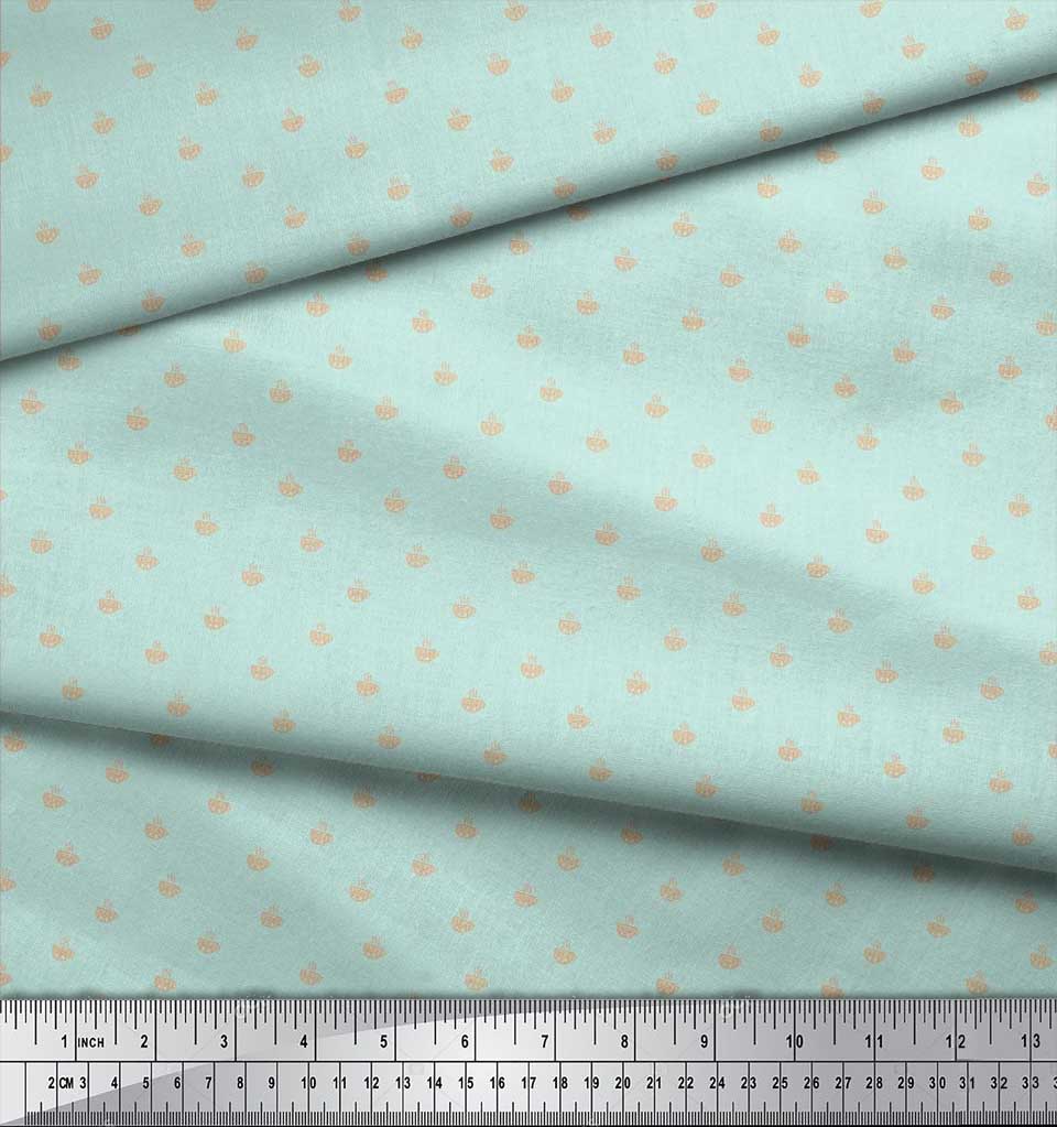 Soimoi Japan Crepe Satin Fabric Tea Cup Shirting Print Fabric by Metre 42 Inch