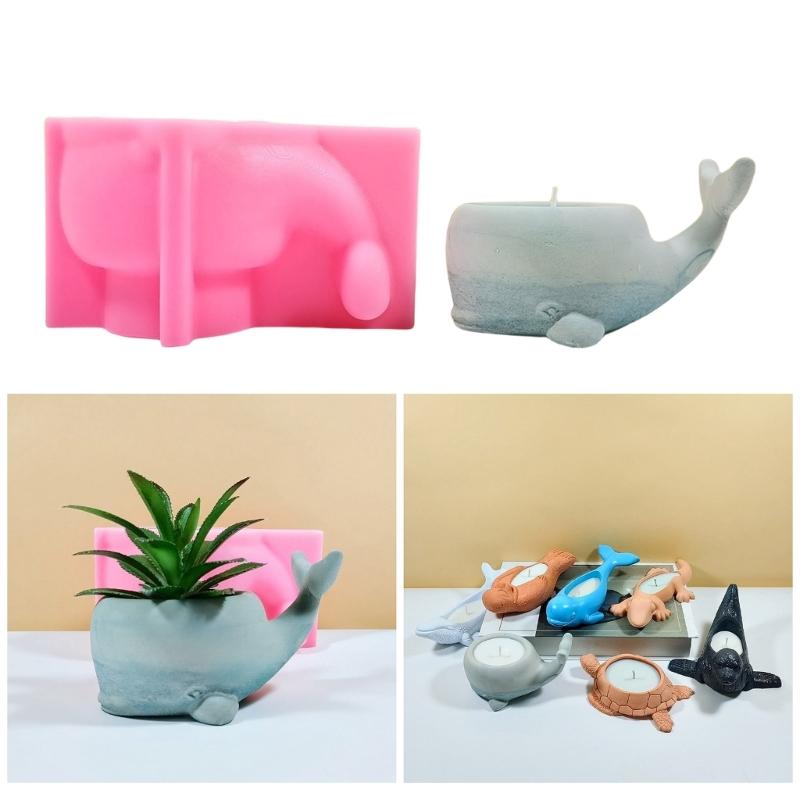 Flower Pots Silicone Mould Whale Candle Cup Molds Handmade Succulent Plant Molds Plaster Molds Epoxy Resin Molds