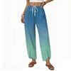 Women’s Casual Loose Straight Wide Leg Pants with Drawstring Waist and Printed Pattern Long Trousers for Everyday Wear