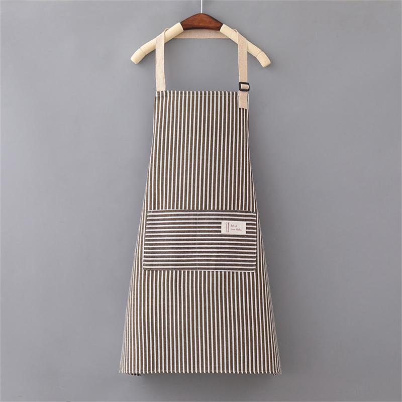 Kitchen Cooking Apron Cotton Linen Stripe Printed Anti-oil Sleeveless Aprons For Men Women Cooking Baking Waist Apron Household