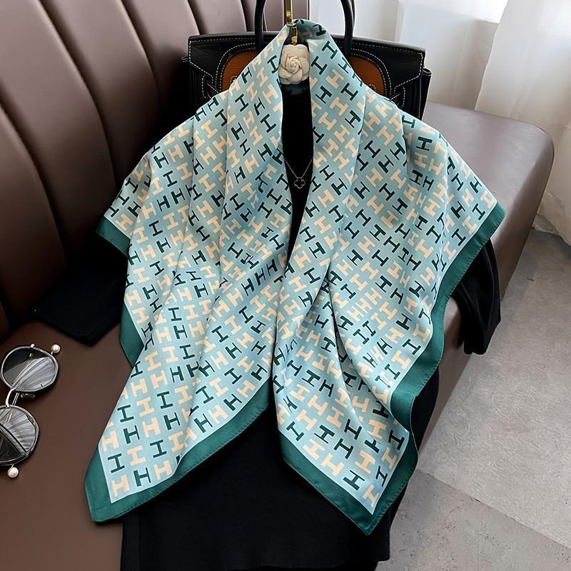 Spring and Autumn New Fashion 91 Square Scarf Women's Silk Scarf Foreign Style Shawl Neck Protection External Decorative Scarf Scarf