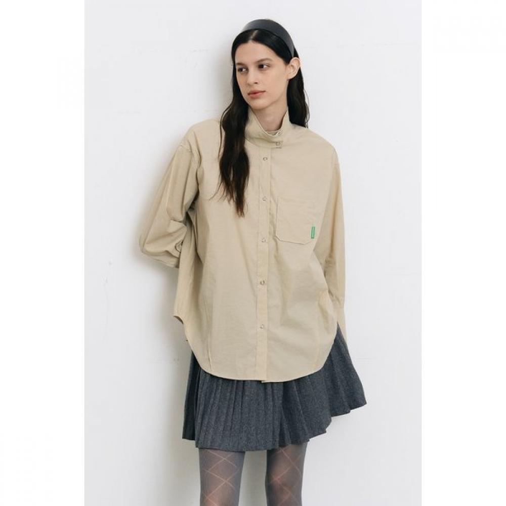 Bermudagrass High Neck Windbreaker Shirt Beige ONE