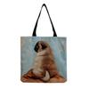 Women Vintage Linen Tote Bag - Large Capacity Dog Print Shoulder Handbag for Casual & Grocery Shopping KTB