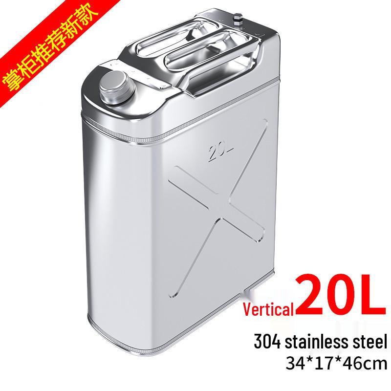Stainless Steel Fuel Can - 304 Gasoline & Diesel, 10L/20L/30L, Thickened Portable Car Spare Tank