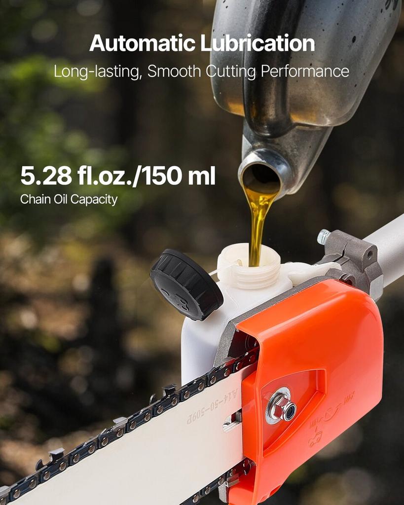 Gas Pole Saw, 33CC 2 Stroke Gas Powered Pole Saws with 35.6 Cm Cutting Bar, Cordless Tree Trimmer with 850ml Fuel Tank, 2.2 To 2.94 M Extendable,