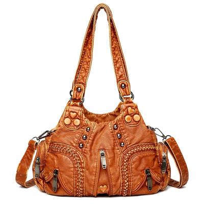 Borsa a tracolla vintage in morbida pelle PU Borsa a tracolla da donna di grande capacità