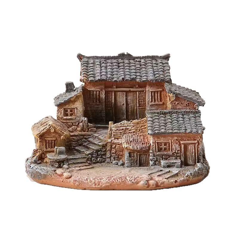Rural old house decoration small model desktop creative micro landscape courtyard potted bonsai decoration