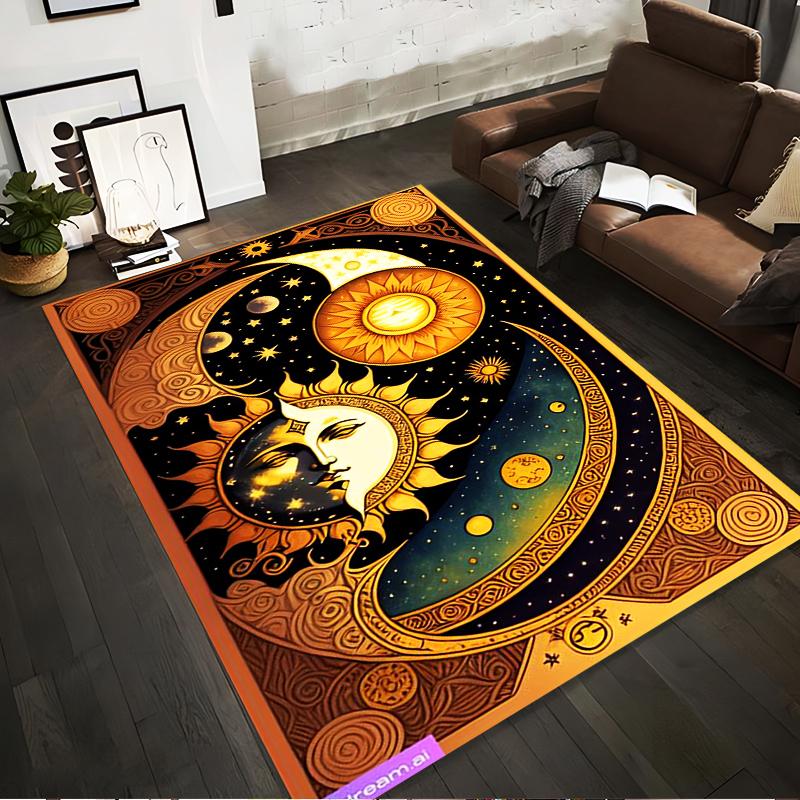 

Sun and Moon Yin-Yang Themed Carpet with Cosmic Starry Pattern Suitable for use as an anti-slip for living room bedroom sofas 40x60cm( 15x23in )