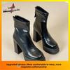 Thick Soled Short Boots With Thick Heels  Autumn And Winter New Elastic Slim Boots Patent Leather Super High Heels