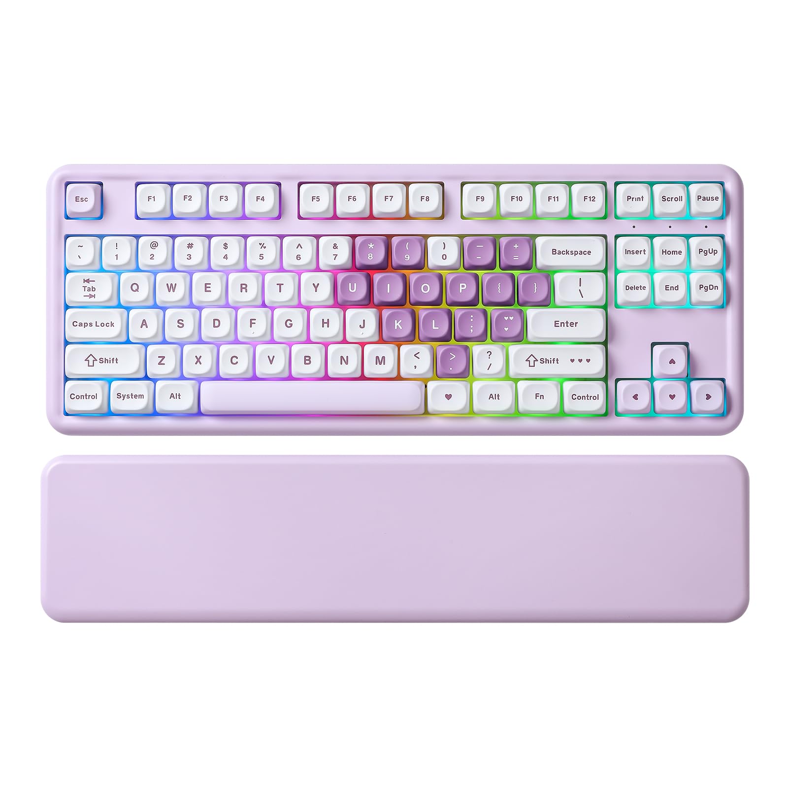 

YUNZII B87 Wireless Mechanical Gaming Keyboard with NKRO Software MOA RGB Wrist and Supports Heart Cocoa Cream V2 BT5.0/2.4G/USB-C, QMK/VIA фіолетовий