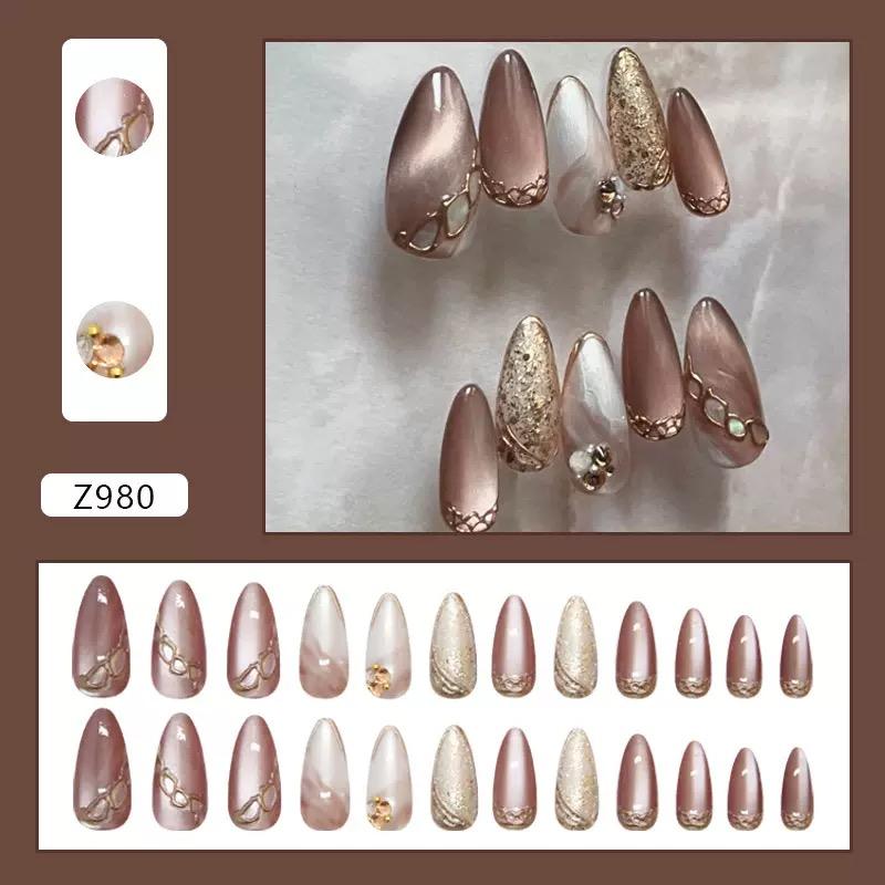 Z980 Private Label Private Label Durable Transparent Stiletto French Tip Press on Nails With Manicure Set Z980&20 g