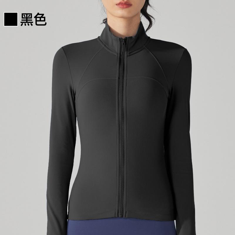 Autumn and Winter Velvet Sportswear Long-sleeved Warm Yoga Jacket Zipper Shirt Stand-up Collar Nude Fitness Running Top Women