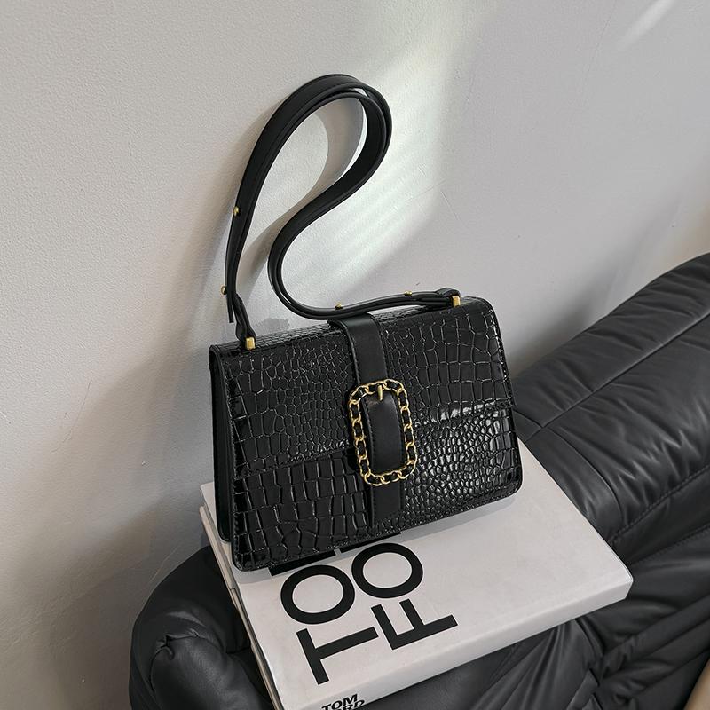 Spring Trendy Small Flap Shoulder Bags for Women High-Quality Crocodile Print Lady Underarm Bag Fashion Trapeze Design Handbags