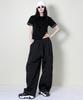 Deumakeu Real Street Wide Contrast Stitch Cargo Track Pants Black