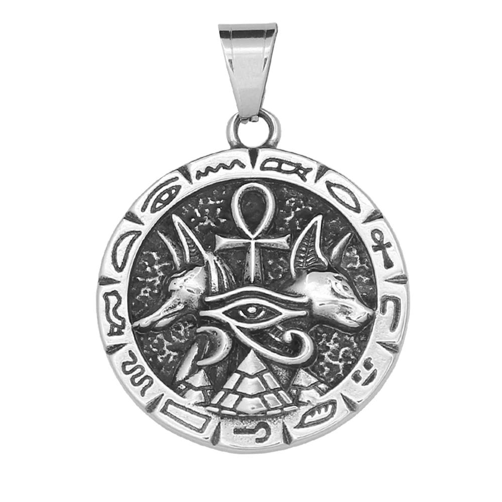 Vintage Anubis Cross Pendant For Men Stainless Steel Eye Of Horus Necklace Anka Amulet Jewelry Gifts Dropshipping