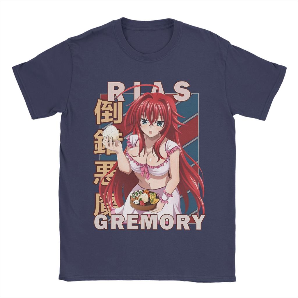 Rias Gremory Vintage High School DxD T-Shirt 100% Baumwolle Kleidung Neuheit Kurzarm Rundhals T-Shirts Geschenkidee T-Shirts