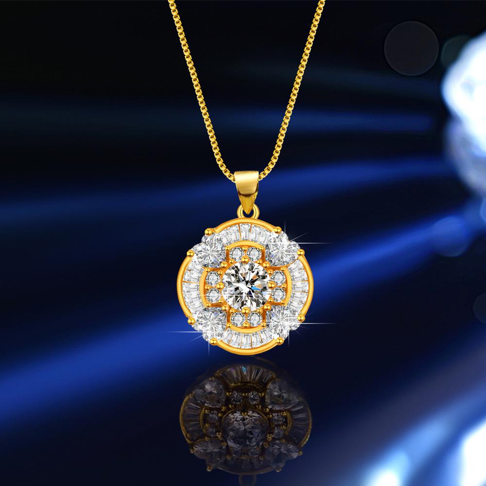 Luxury Women's Moissanite Pendant Necklace In Gold-Plated 925 Sterling Silver