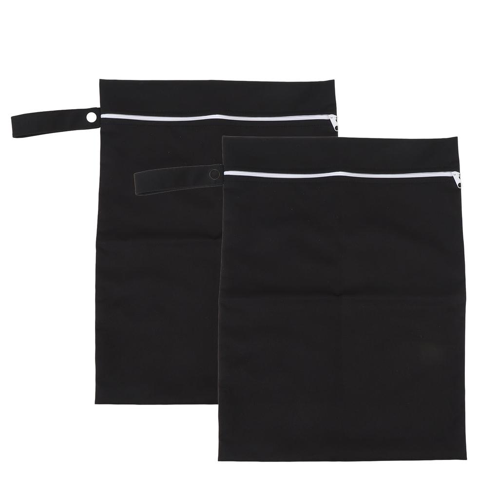 2pcs Black Wet Bag TPU Fabric Zipper Design Water Proof Storage Bag for Outdoor Wet Clothing