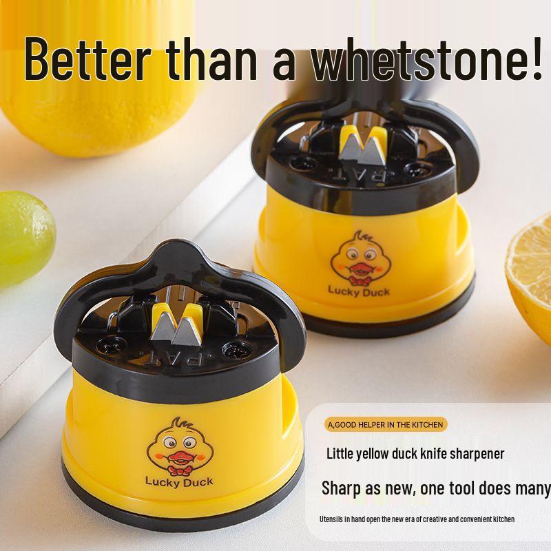 Little Yellow Duck Mini Knife and Scissors Sharpener - New Style Whetstone with Tungsten Steel Blade
