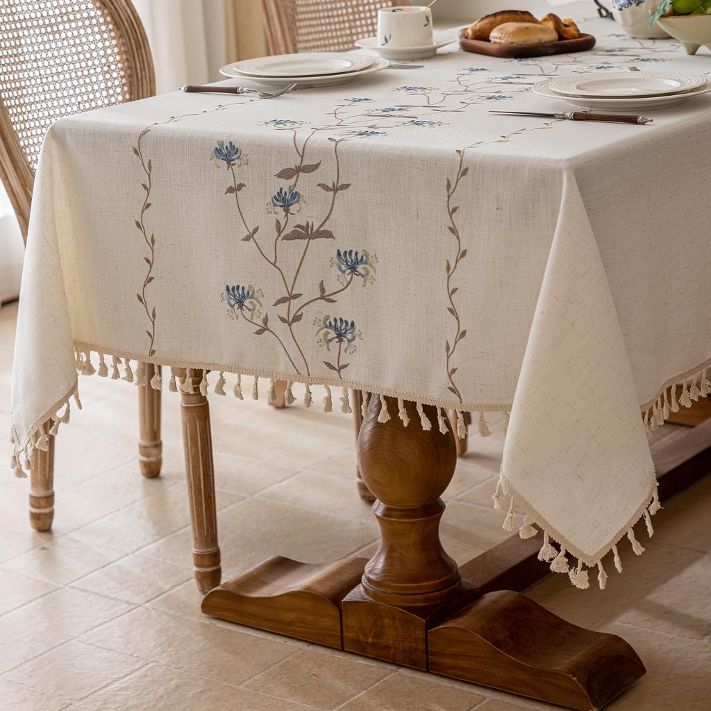 Tablecloth Imitation Cotton And Linen Plant Flower Tablecloth Modern Simple Tablecloth Cover Towel Factory