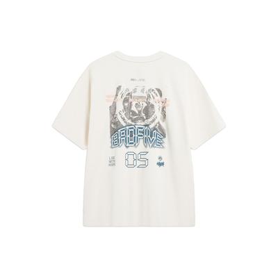 Li Ning Badfive Serie Sieben Städte Kollaboration Changan Jugend Rücken Buchstaben Zahl Gedruckt Rundhals Kurzarm T-Shirt Unisex Oberteile AHST889-1