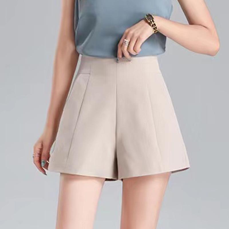 Women's Casual A-Line White Shorts: Slim, Versatile, High-Waist, Wide-Leg - 2024 Summer Fashion