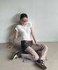 INSEOWL Lace Layered Skirt Pants - Charcoal
