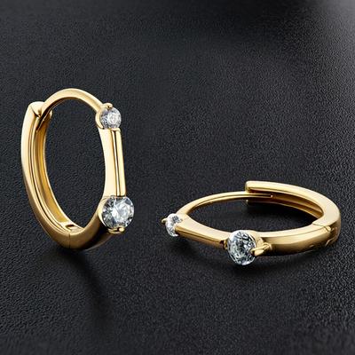 S925 Μασίφ ασημένια κοσμήματα 0,26 καρατίων Moissanite σκουλαρίκια κρίκου για γυναίκες Απλή καρφιά 18 καρατίων επιχρυσωμένο δώρο γάμου