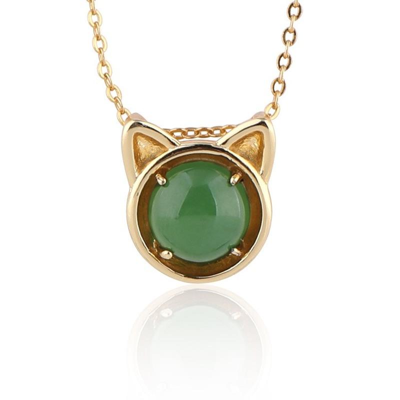 

Танциз Стерлингового Серебра 925 Классическое Женское Нефритовое Ожерелье Кулон Циркон Модный Подарок