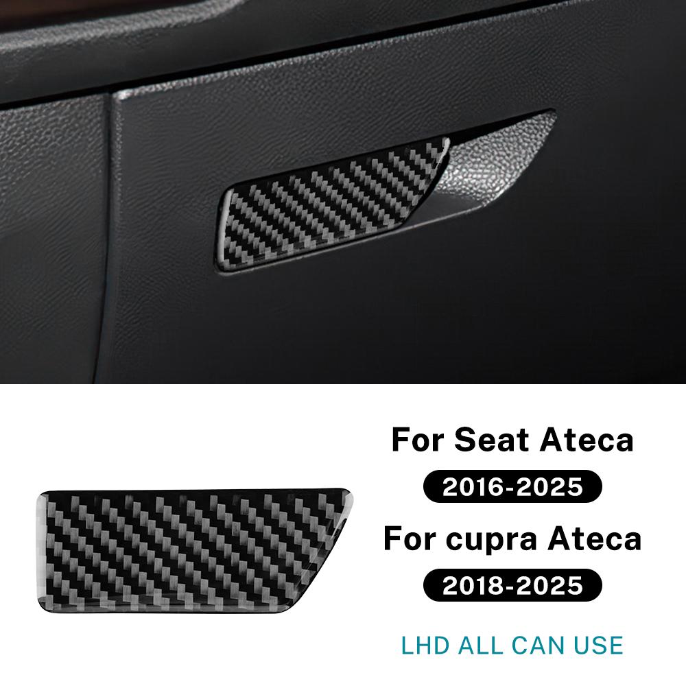 Real Soft Carbon Fiber Sticker For SEAT Ateca 5F 2016-2025 For Cupra Ateca 5F 2018-2025 LHD RHD Car Passenger Storage Box Trim