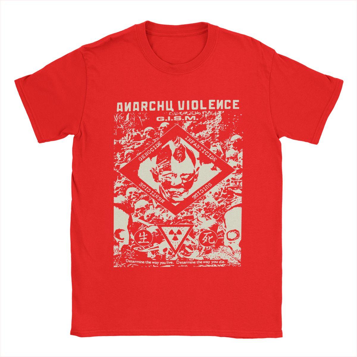 Повседневные футболки Gism Anarchy Violence Punk Band для мужчин и женщин, из чистого хлопка, подарок на день рождения. S