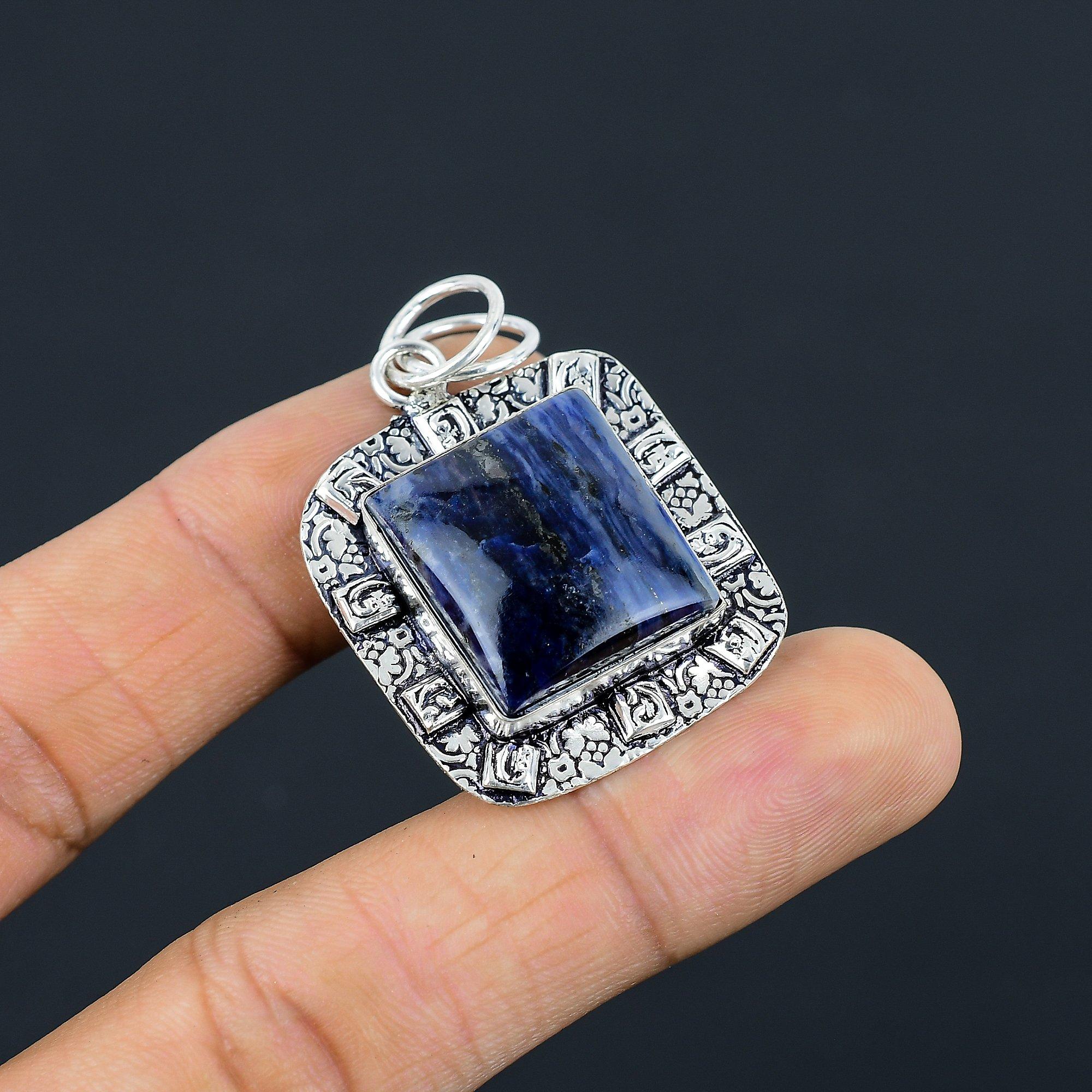 

Sisters Day Deal Natural Sodalite 925 Silver Daughter Bezel Wedding New Pendant