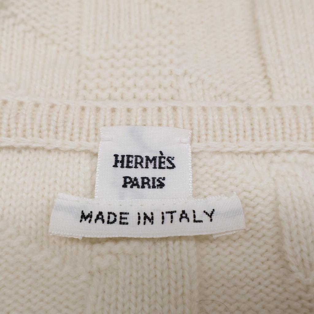 HERMES [Good condition/Domestic regular/24 year old] 4E2623D3 H logo oversized pullover knit hoodie/ tops 34 IvoryUsed