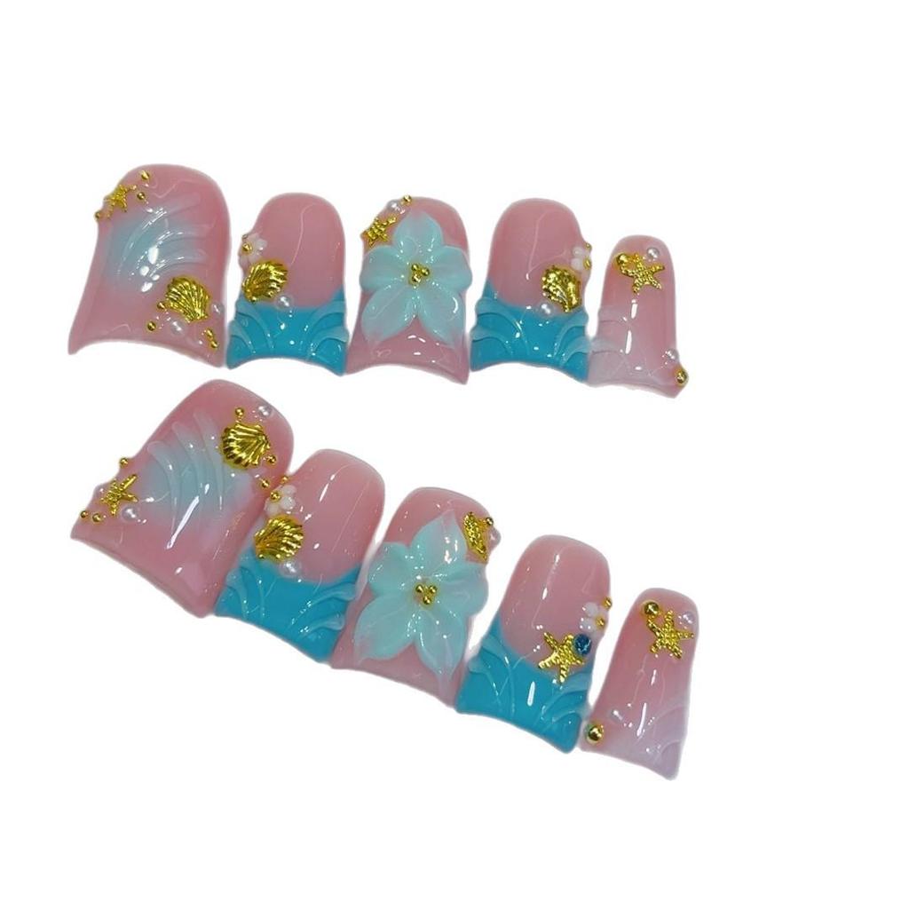 European Sweet & Spicy Duckbill Nail Set: Translucent Blush, Stereoscopic Carving, Handmade & Wearable