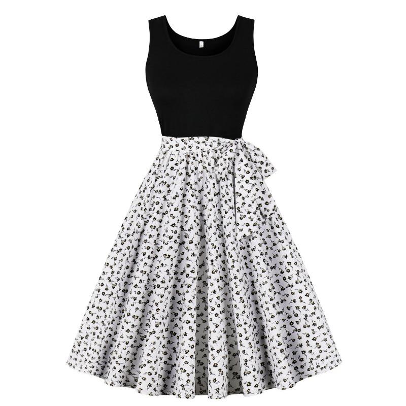 Summer new retro vest collar sleeveless black spelling print pendulum jumpsuit